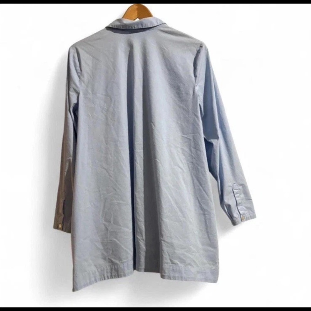 J. Jill Blue Women's Lagenlook Cotton Popover Minimalist Oversized Shirt Tunic - Picture 3 of 9